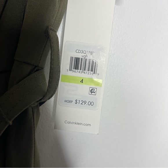 Calvin Klein Green Belted Dress Size 4 NWT - Picture 3 of 5